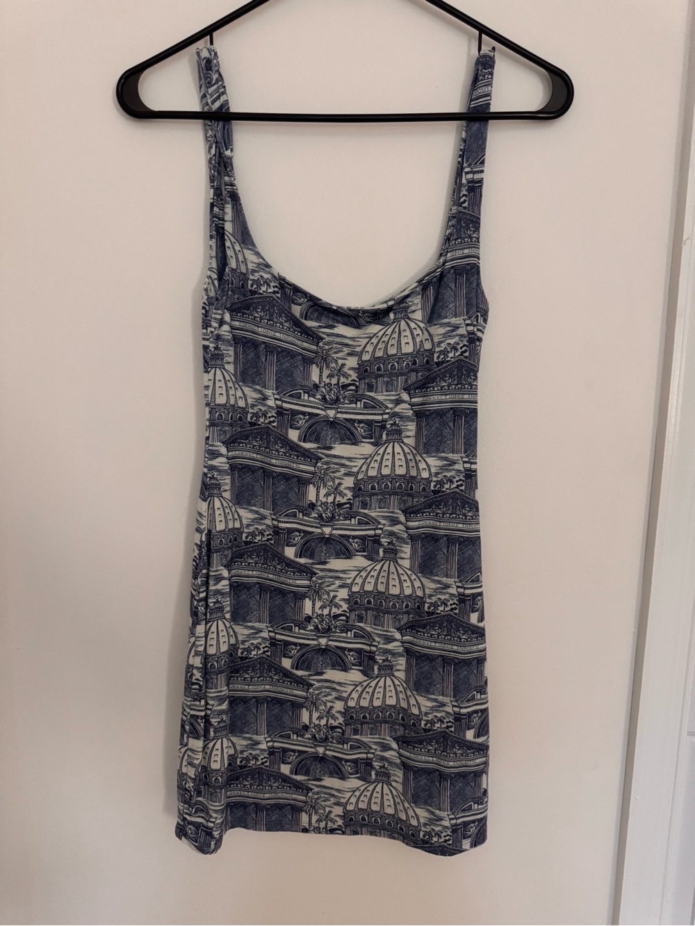 Reformation Blue and White Rome Printed Tank Dress